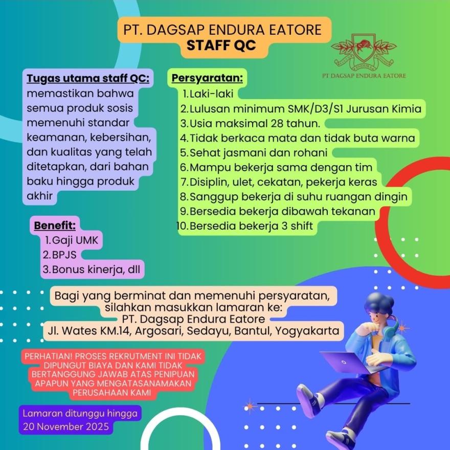 LOWONGAN PT DAGSAP ENDURA EATORE