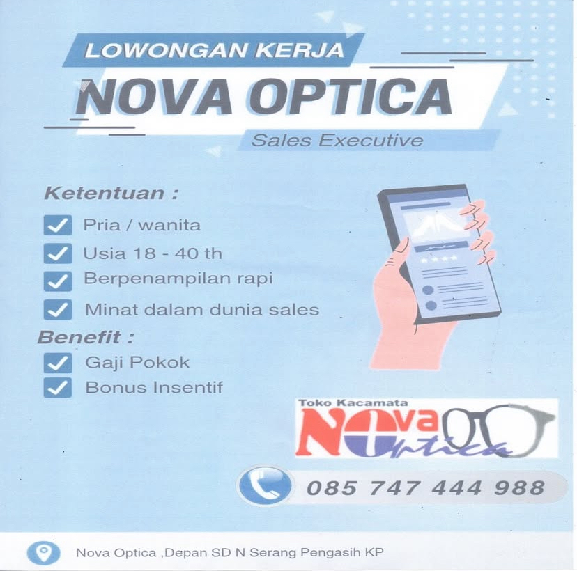LOWONGAN PEKERJAAN NOVA OPTICA