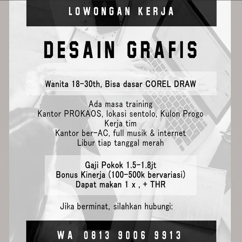 LOWONGAN PEKERJAAN : DESAIN GRAFIS PROKAOS