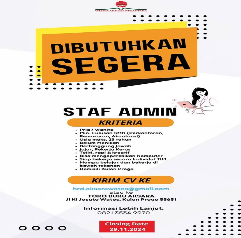 LOWONGAN PEKERJAAN DIBUTUHKAN SEGERA 